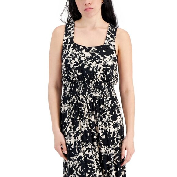 I.N.C. INTERNATIONAL CONCEPTS Petite Floral Printed White & Black Maxi Dress NWT - Picture 4 of 6